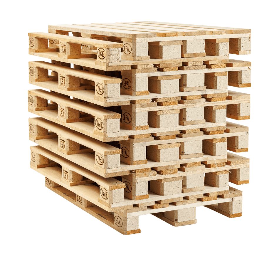 EPAL Euro Pallets stucked on white background