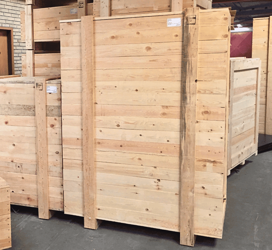 Heavy-duty wooden pallet crate for industrial storage and shipping solutions.
