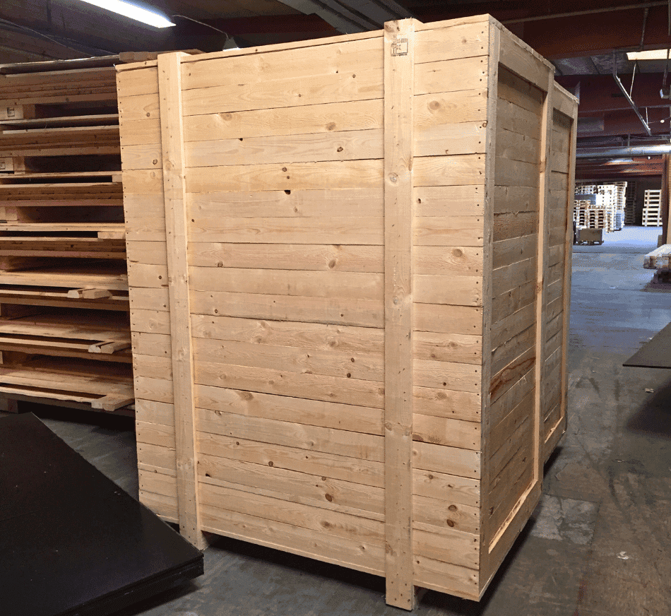 Wooden box in the warehouse