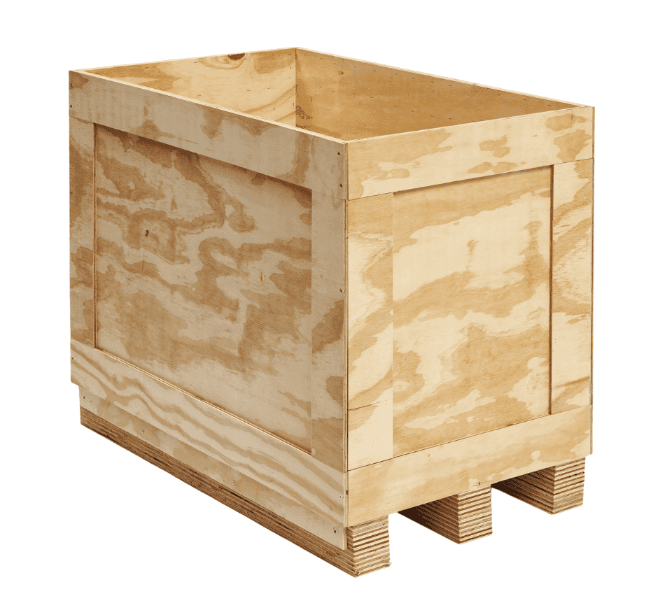Plywood box for logistics and shipping purposes.