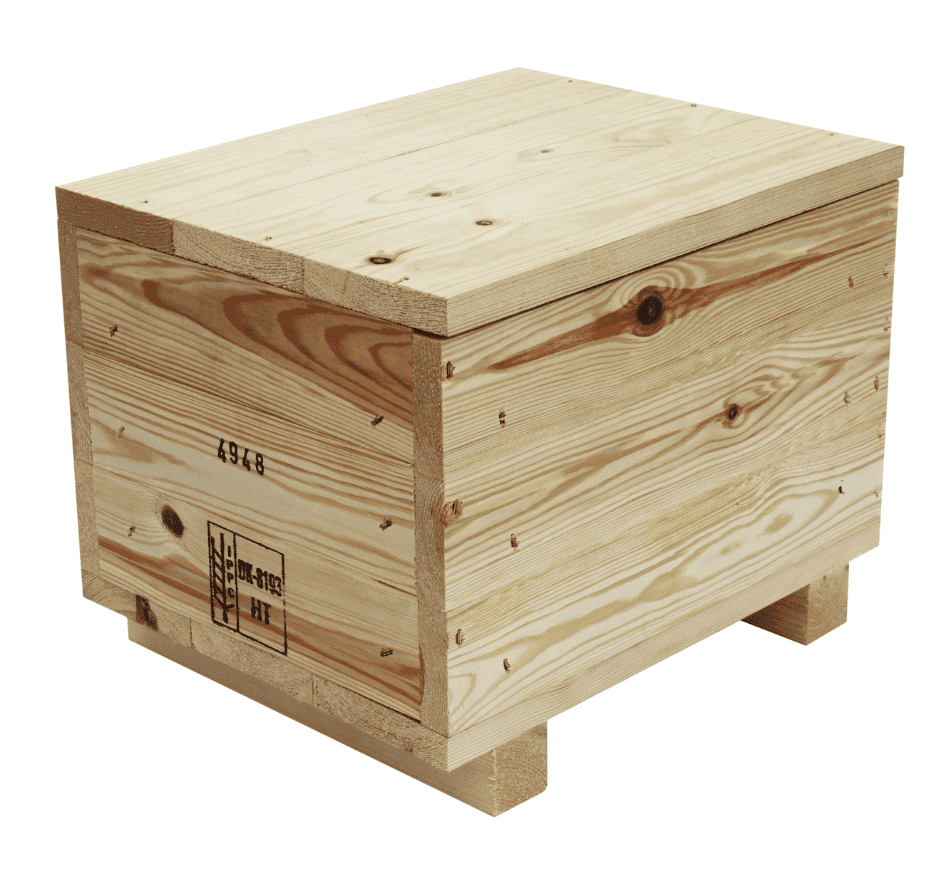 Sturdy wooden pallet box ideal for storage, transport, and warehouse needs.