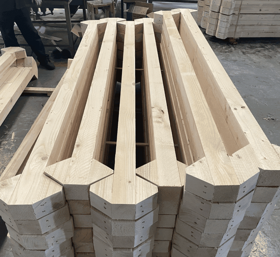 wooden wedges in the warehouse